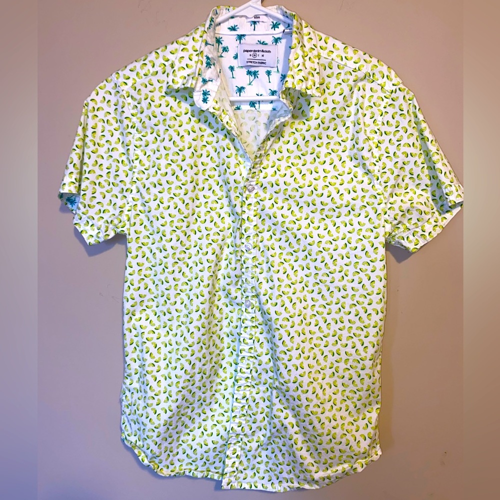 Paper Denim and Cloth Brand Button Up Shirt With Limes and Palm Trees - Size M